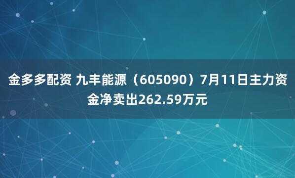 金多多配资 九丰能源（605090）7月11日主力资金净卖出262.59万元